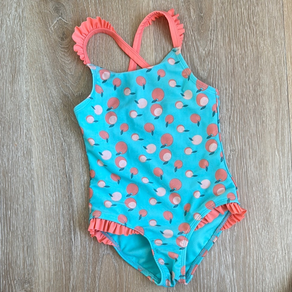 Orange and Blue One Piece Swimsuit with Racerback